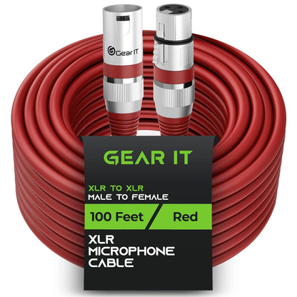 GEARit XLR Male to Female Microphone Cable (10 Feet, 6-Pack) 3-Pin Balanced Shielded Mixer, Recording Studio, Podcast - Black