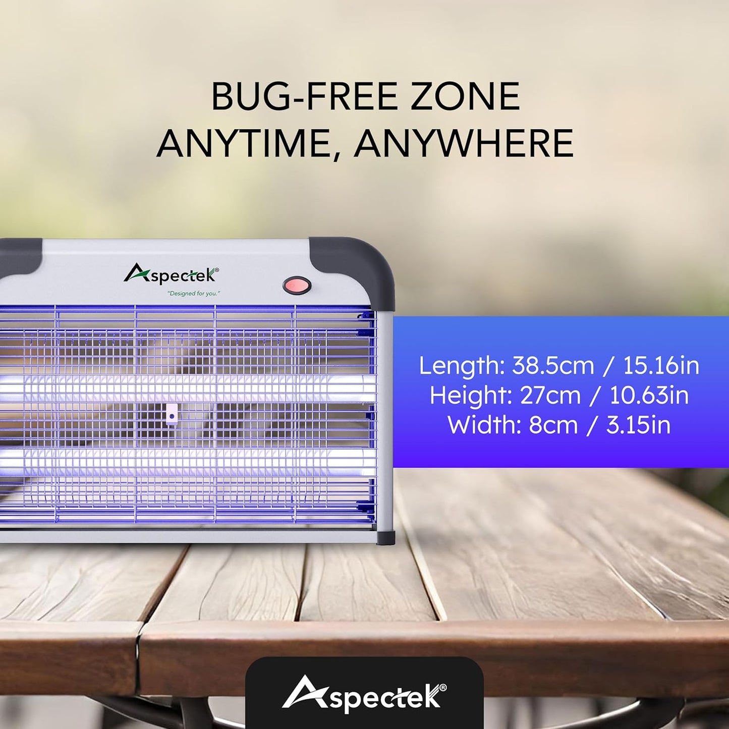 ASPECTEK 20W Electric Indoor Bug Zapper with Extra UV Bulbs – Mosquito and Fly Zapper for Kitchens, Bedrooms, Living Rooms, and Covered Spaces