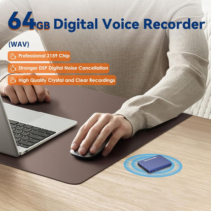 64GB Digital Voice Recorder, Vormooi Voice Activated Recorder with 40 Hours Long Recording Time for Class Lecture Meeting, 64GB Voice Recorder with Playback