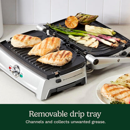 Cuisinart Compact Electric Griddler, 5 Ways to Cook, Non-Stick Cooking Plates, Silver (GR-102C)