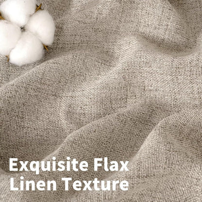 YoungsTex Natural Linen Curtains 84 Inch Long for Living Room Bedroom Grommet Top Light Filtering Privacy Linen Textured Window Semi Sheer Drapes, 2 Panels, 52x84 Inch, Natural
