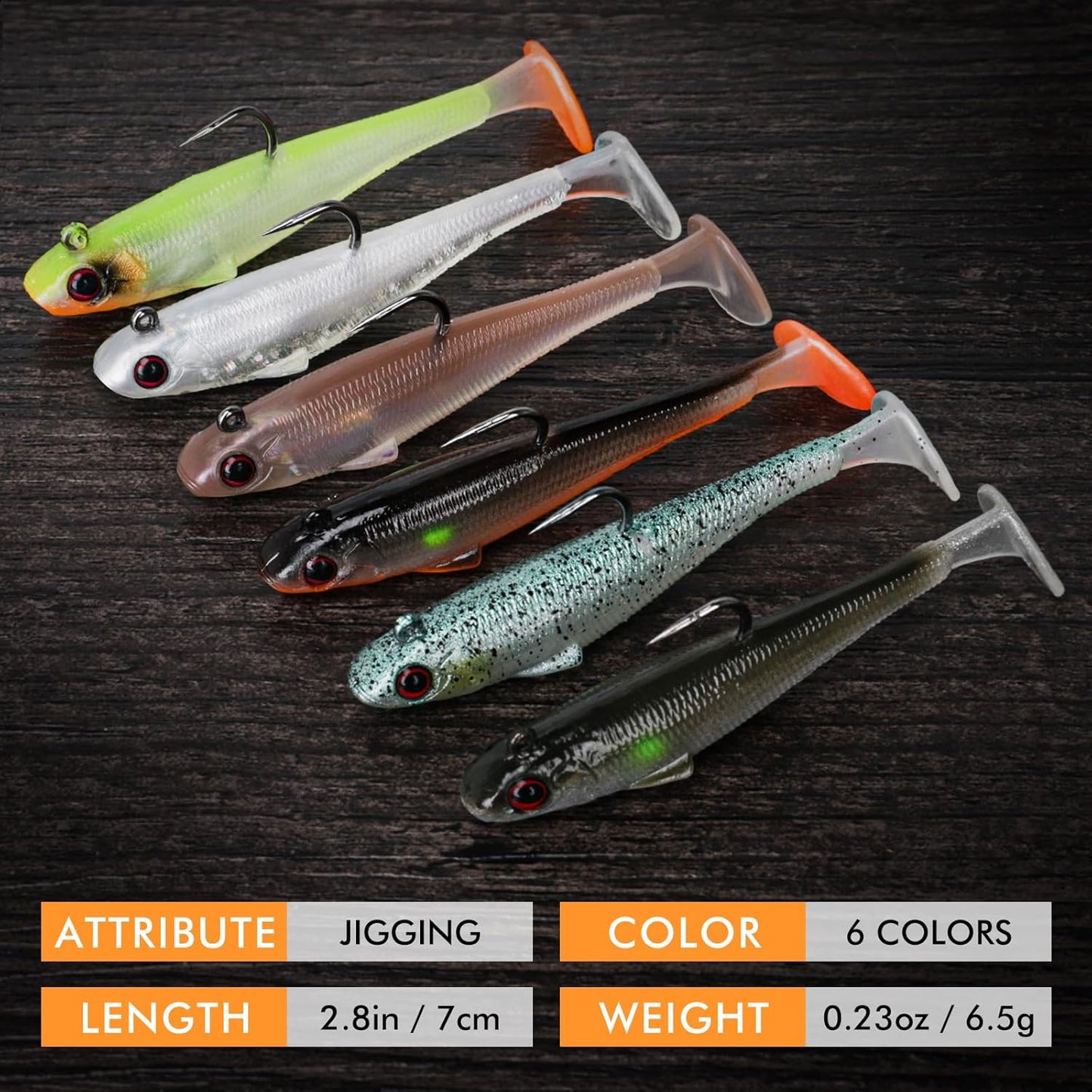 TRUSCEND Easy Catch Pre-Rigged Soft Lures, Unique Vibrating Swim Action and Trembly Sinking Move for More Bites, Amazing Soft Swimbait for Family Fishing, Fishing Lures for Bass Trout Crappie Walleye