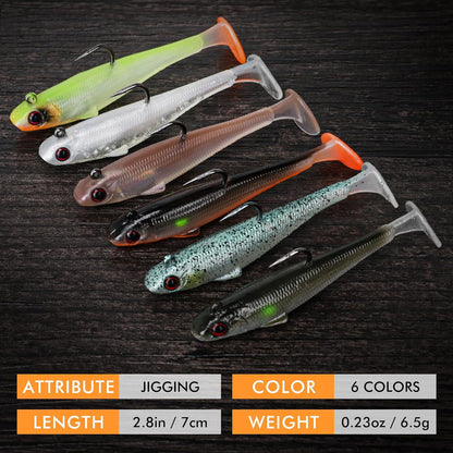 TRUSCEND Easy Catch Pre-Rigged Soft Lures, Unique Vibrating Swim Action and Trembly Sinking Move for More Bites, Amazing Soft Swimbait for Family Fishing, Fishing Lures for Bass Trout Crappie Walleye