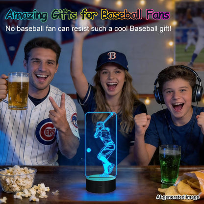 Baseball 3D Night Light, FULLOSUN Illusion Optical Bedside Lamp with Remote Control 16 Colors Changing, LED Cool Novelty Birthday Gift for Boy Kid Outdoor Sports Lover Collection Present