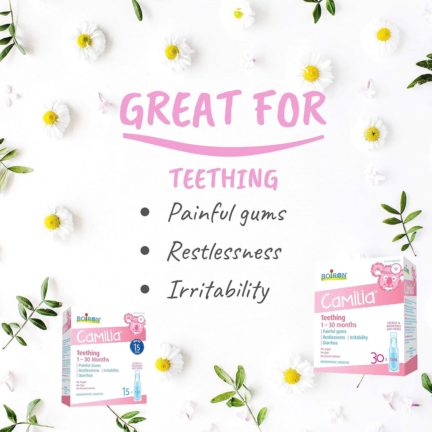 Boiron Camilia Baby Teething Relief Medicine, 30 Count (Pack of 1)