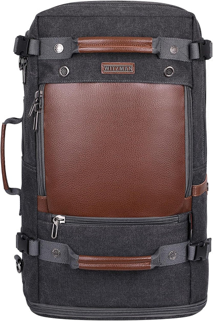 WITZMAN Travel Backpack for Men Women Carry on Luggage Backpack Canvas Rucksack Duffel bag with Shoe Compartment