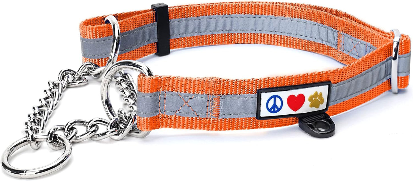 Pawtitas Chain Martingale Dog Collar Puppy Collar Reflective Dog Collar Training Dog Collar Behavioral Dog Chain Collar Collar Large Dog Collar Orange Dog Collar