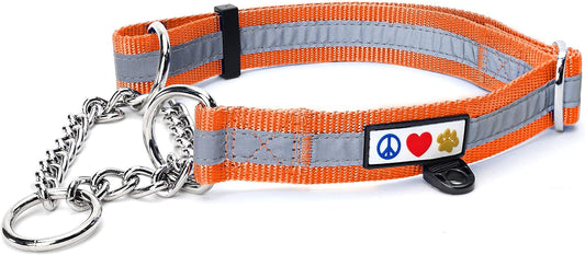 Pawtitas Chain Martingale Dog Collar Puppy Collar Reflective Dog Collar Training Dog Collar Behavioral Dog Chain Collar Collar Large Dog Collar Orange Dog Collar