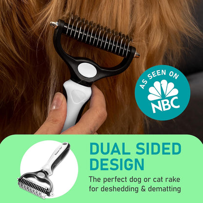 Maxpower Planet Pet Grooming Brush - Double Sided Shedding, Dematting - Undercoat Rake for Dogs - Dog Grooming Brush - Deshedding Brush for Dogs - Dog Brush, Cat Brush, Reduce Shedding by 95%, Black