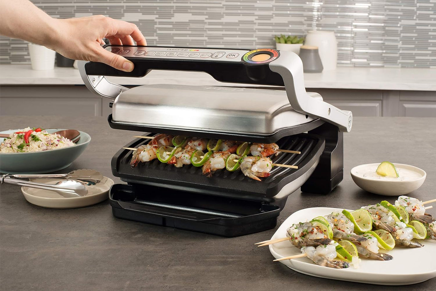 T-fal Optigrill, Electric Indoor Grill, 6 Auto Cooking Modes, Smart Sensor Techology, Nonstick removable plates, Stainless Steel Exterior, Panini Press, Precision Grilling