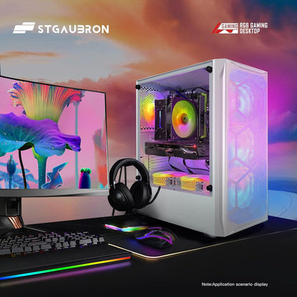 STGAubron Gaming Desktop PC, Radeon RX 590 8G GDDR5, Intel i7 Xeon E5 2.5G up to 3.3G, 32G DDR3, 1T SSD,600M WiFi, BT 5.0, RGB Fan x 6, RGB Keyboard & Mouse & Mouse Pad, W10H64