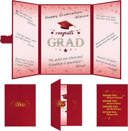 Vlipoeasn 2025 Graduation Guest Book Alternative, Red Gold Class of 2025 Graduation Party Decorations, Graduation Signature Book for 2025 College High School, Unique Graduation Gifts for Friends