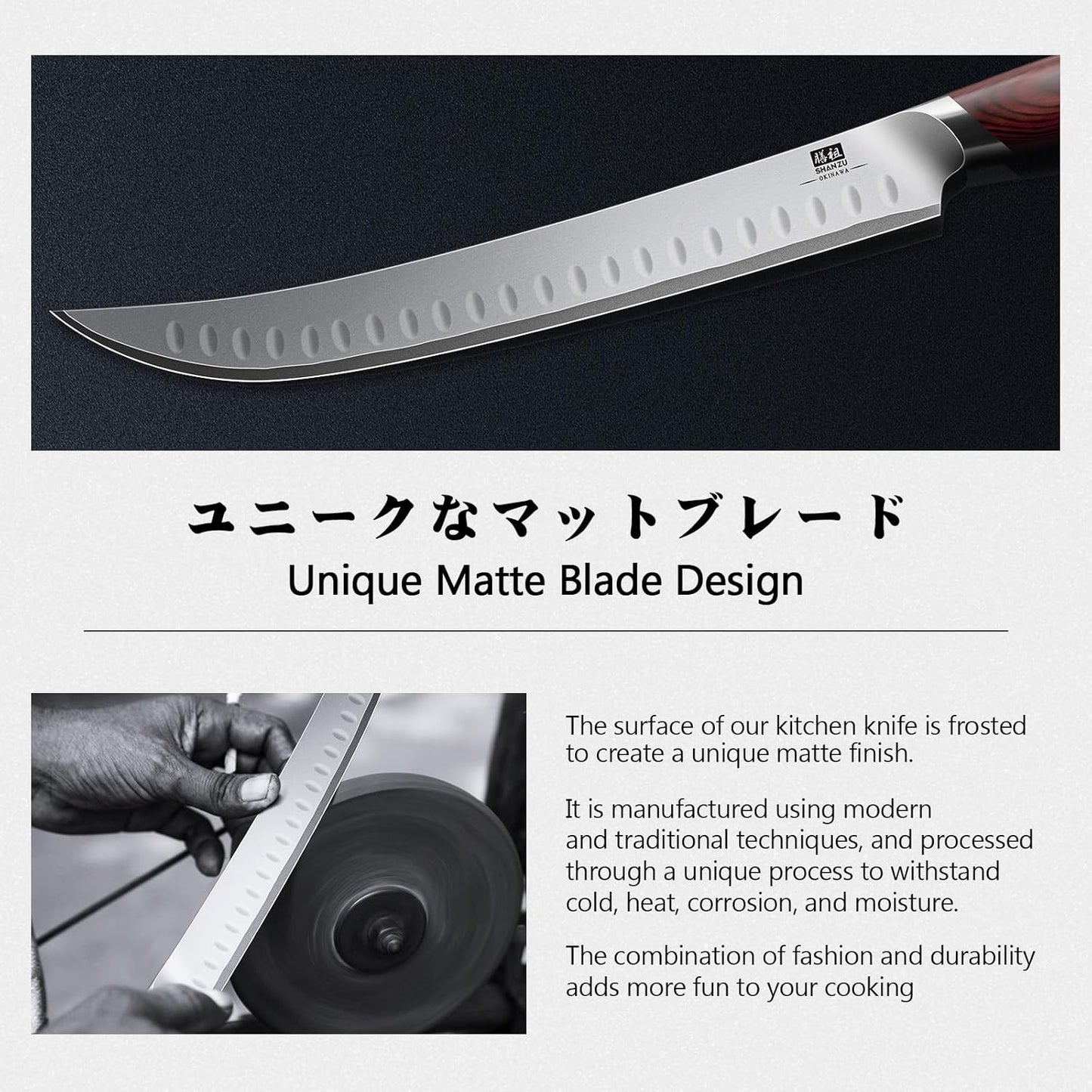 SHAN ZU Fillet Knife 7 inch, Razor Sharp Boning Knife for Meat in 10Cr15Mov Japanese High Carbon Steel Fish Knife, Professional Kitchen with Flexible Blade and Ergonomic Pakkawood Handle