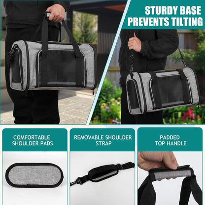 Top tasta Dog Cat Carrier Pet Carriers for Small Medium Large Cats Dogs Carrier Soft Sided Small Puppy Dog Carrier Portable Foldable Airline Approved Dog Cat Travel Carrier Grey Medium