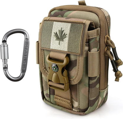 WYNEX Tactical Compass Phone Pouch, Large Molle Smartphone Holster Case Double Capacity Small Utility EDC Pouch with Compass Buckle and Carabiner
