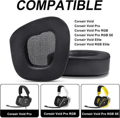 Replacement Ear Pads Cushions for Corsair Void/Void Pro/Pro RGB/RGB SE/Elite/Surround Wired & Wireless Gaming Headsets (Cooling-Gel & Noise Isolation Foam)