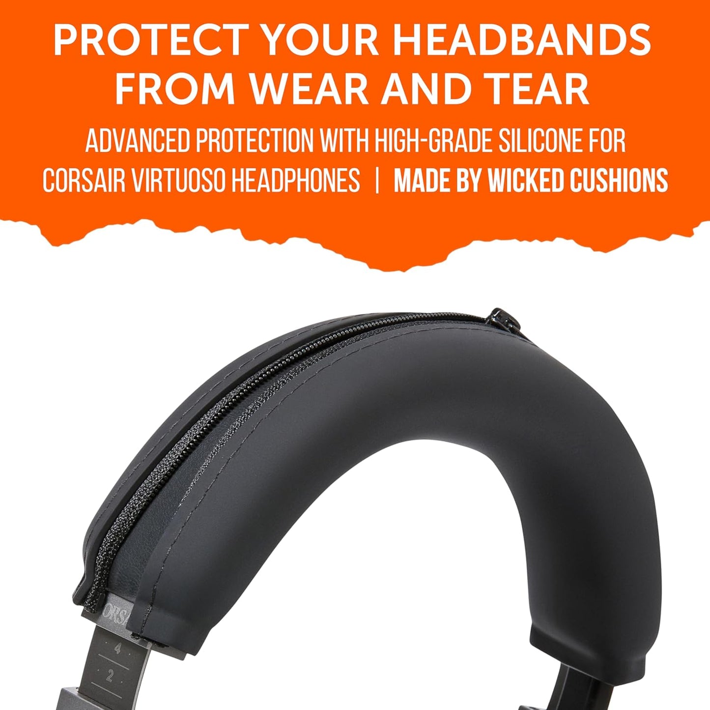 WC BandZ Virtuoso V2 - Silicone Headband Cover for Corsair Virtuoso Headphones by Wicked Cushions | Machine Washable, No More Flaking Leather | for Virtuoso Wireless, XT, and SE | Black Camo