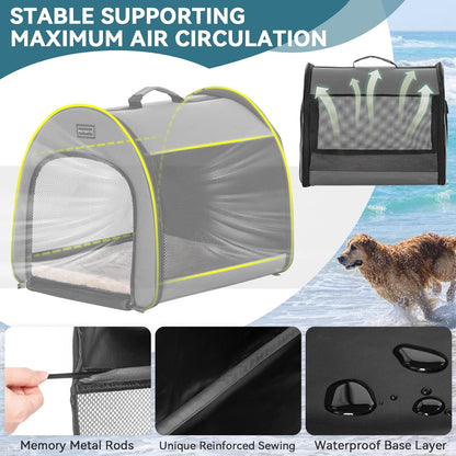 PETSFIT Soft Sided Dog Crate, Travel Dog Crate - 19 Inch Lightweight, Roomy, Easy to Set Up, Sturdy Portable Dog Kennel with Thick Mat, Navy Blue