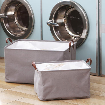 Hinwo 6-Pack Small Canvas Fabric Storage Baskets Set with Handles, Open Storage Bins, Cube Storage Organizer, Shelf Organizer Bins for Closet, 7.9L, 12 x 8 x 5 Inches, Grey Stripe