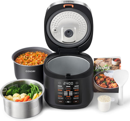 Cosori Micom Rice Cooker, 18 Functions, Nonstick Ceramic Pot, 1000W, 5Qt | Multi Cooker for Rice, Soup, Sauté, Steam, Slow Cooker, Quick Cook, Fuzzy Logic Technology, 24H Keep Warm & Timer, 50 Recipes