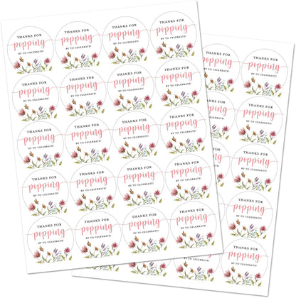 40 Thanks for Popping by! Popcorn Favor Stickers (Gold on White)