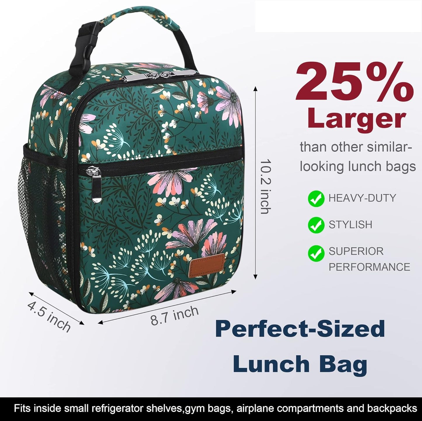 Lunch Box for Men Women Adults Small Lunch Bag for Office Work Picnic - Reusable Portable Lunchbox, Black