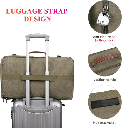 WITZMAN Canvas Backpack Vintage Travel Backpack Large Laptop Bags Convertible Shoulder Rucksack