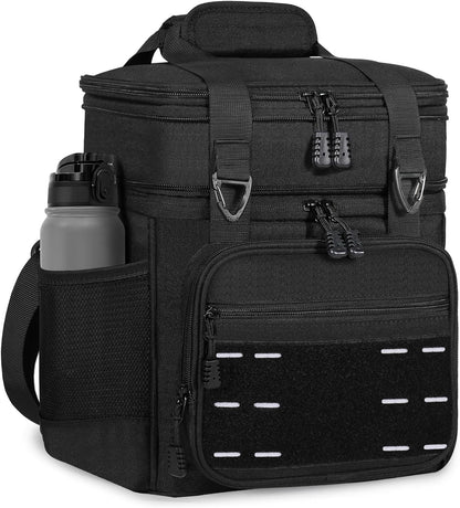 Lunch Box Cooler Bag - Insulated Tactical Lunchbox for Men - XLarge Lunch Pail Lunch Kit for Adults Work Outdoor Shifts Trips Black Camo 25L