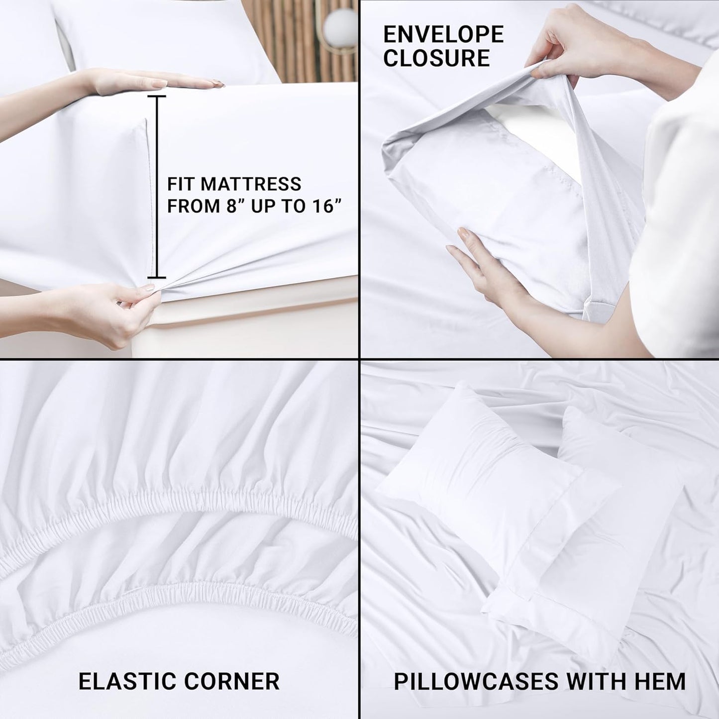 Utopia Bedding Queen Bed Sheet Set - 4 Piece Bedding - Soft Brushed Microfiber Fabric - Shrinkage & Fade Resistant - Easy Care (White)