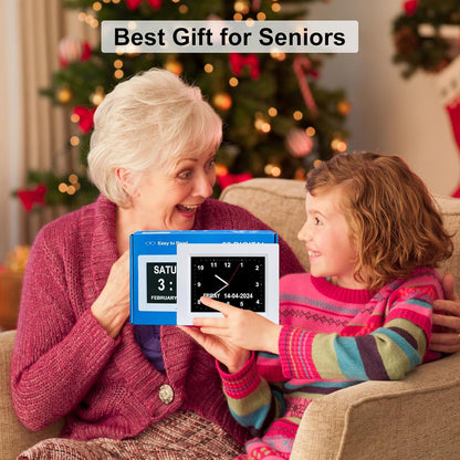 [2025 Newest] Digital Day Calendar Clocks 3 Medicine Reminders Extra Large 8 Inch Non-Abbreviated Day Date Month Dementia Senior Clock for Eldarly Memory Loss Vision Impaired Clock