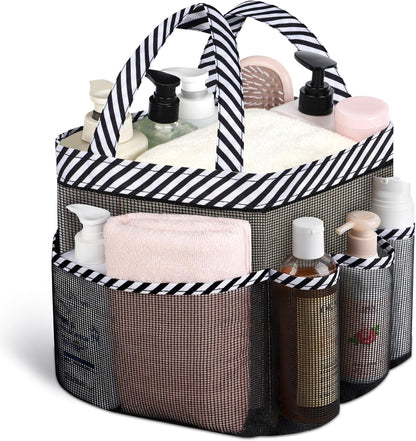 Attmu Mesh Shower Caddy Portable for College Dorm Room Essentials with 8 Pockets, Hanging Shower Caddy Basket Tote Bag Toiletry Accessories for Bathroom