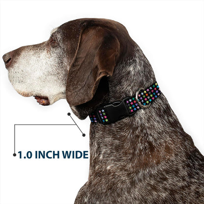Buckle-Down PC-W21909-M Dog Collar Plastic Clip Buckle, 1"x11"-17", Star Black/White