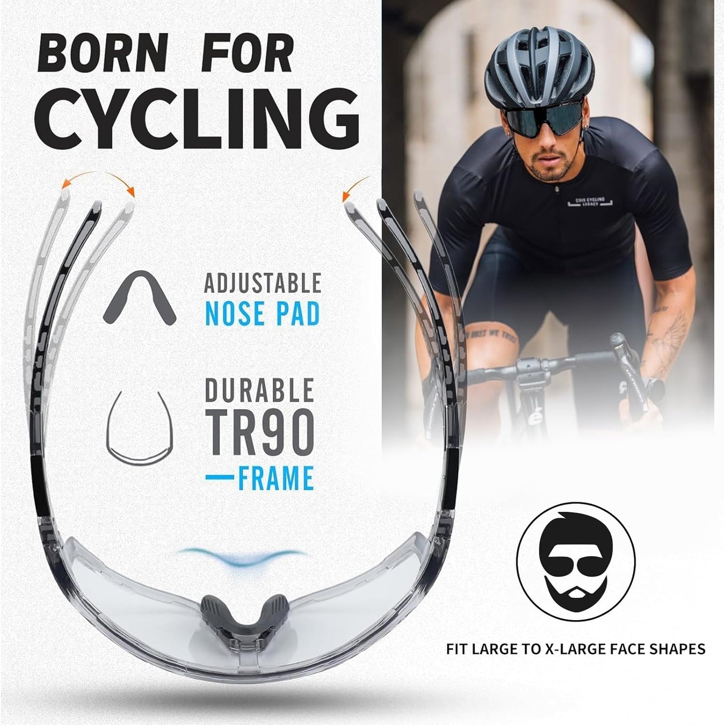 VOZAPOW Photochromic Cycling Glasses for Men Women, UV400 Sports Sunglasses for MTB, Riding, Running, Fishing, Baseball