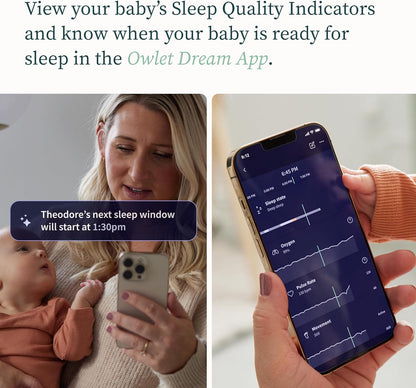 Owlet Dream Sock - Smart Baby Monitor View Heart Rate and Average Oxygen O2 as Sleep Quality Indicators. Wakings, Movement, and Sleep State. Digital Sleep Coach and Sleep Assist Prompts, Mint