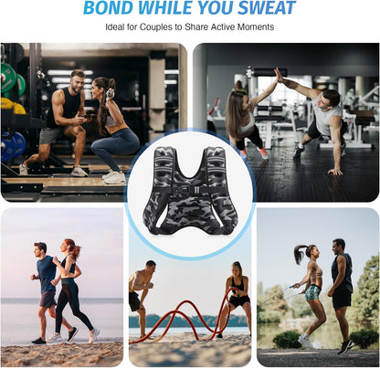 ZELUS Weighted Vest, 6lb/8lb/12lb/16lb/20lb/25lb/30lb Weight Vest with Reflective Stripe for Workout, Strength Training, Running, Fitness, Muscle Building, Weight Loss, Weightlifting