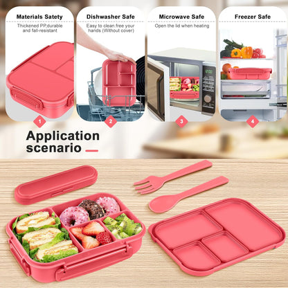 Amathley Lunch Box Kids,Bento Box Adult Lunch Box,Leakproof Lunch Containers for Adults/Kids/Toddler,1200ML-4 Compartments bento Lunch box with Utensil,Microwave & Dishwasher Safe(Dark Gray)