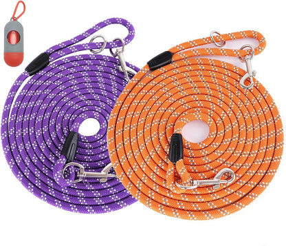 Long Rope Leash for Dog Training 10FT 16FT 30FT 50FT 100FT, Reflective Threads Check Cord Dog Leash Tie-Out Cable, Heavy Duty Dog Lead for Large Medium Small Dogs Outside Walking, Playing, Camping, or Yard