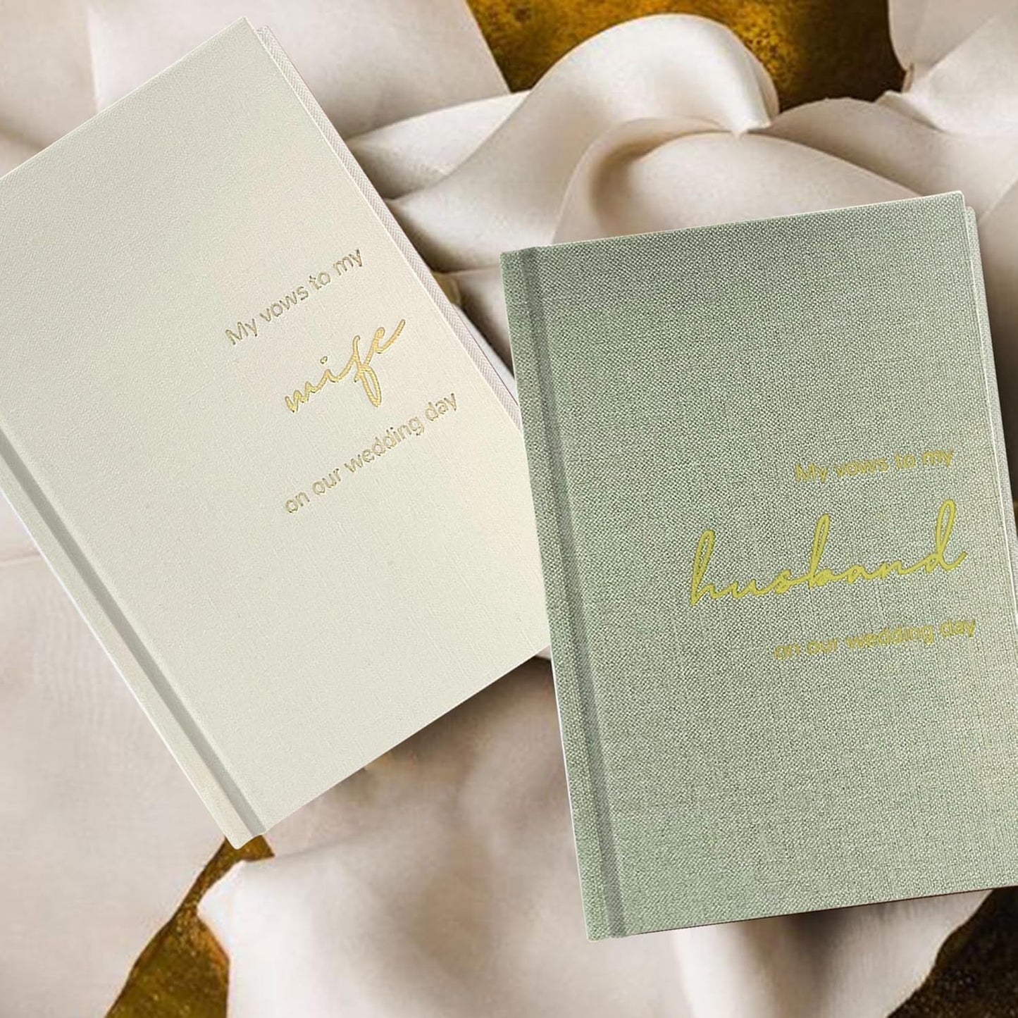 WeddingGiftsWedding Vow Books His and Hers Soft Touch Gold Foil Engraving Vow Books Wedding Essentials Wedding Accessories(TR-HH-Black)