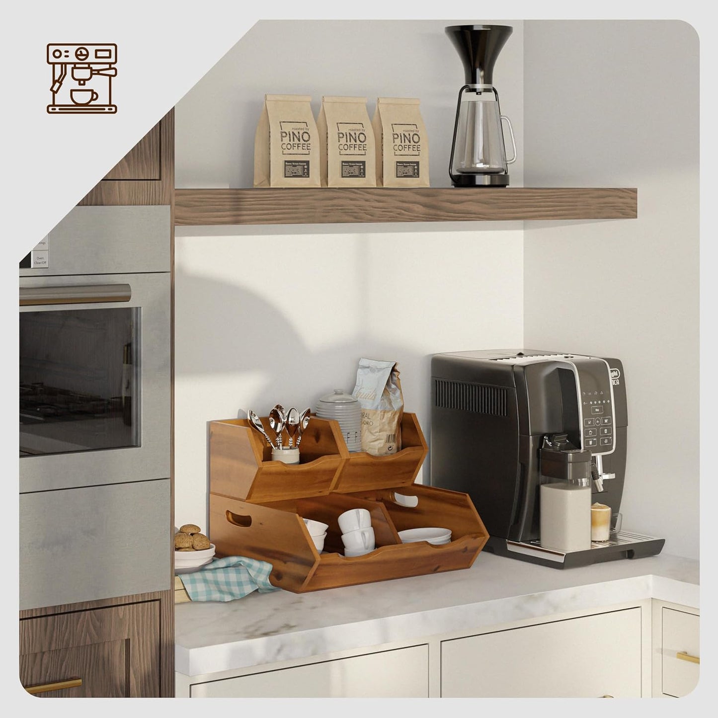 Purilite Select Stackable Acacia Wood Storage Bins