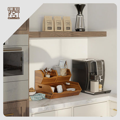 Purilite Select Stackable Acacia Wood Storage Bins