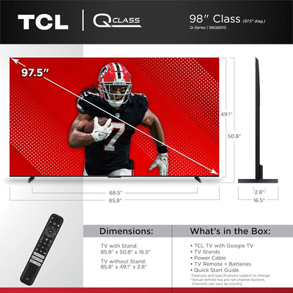 TCL 65-Inch Q65 QLED 4K UHD Smart TV with Google TV (65Q651G-CA, 2024 Model) Dolby Vision, Dolby Atmos, HDR Pro+, Game Accelerator Enhanced Gaming, Voice Remote, Works with Alexa, Streaming Television