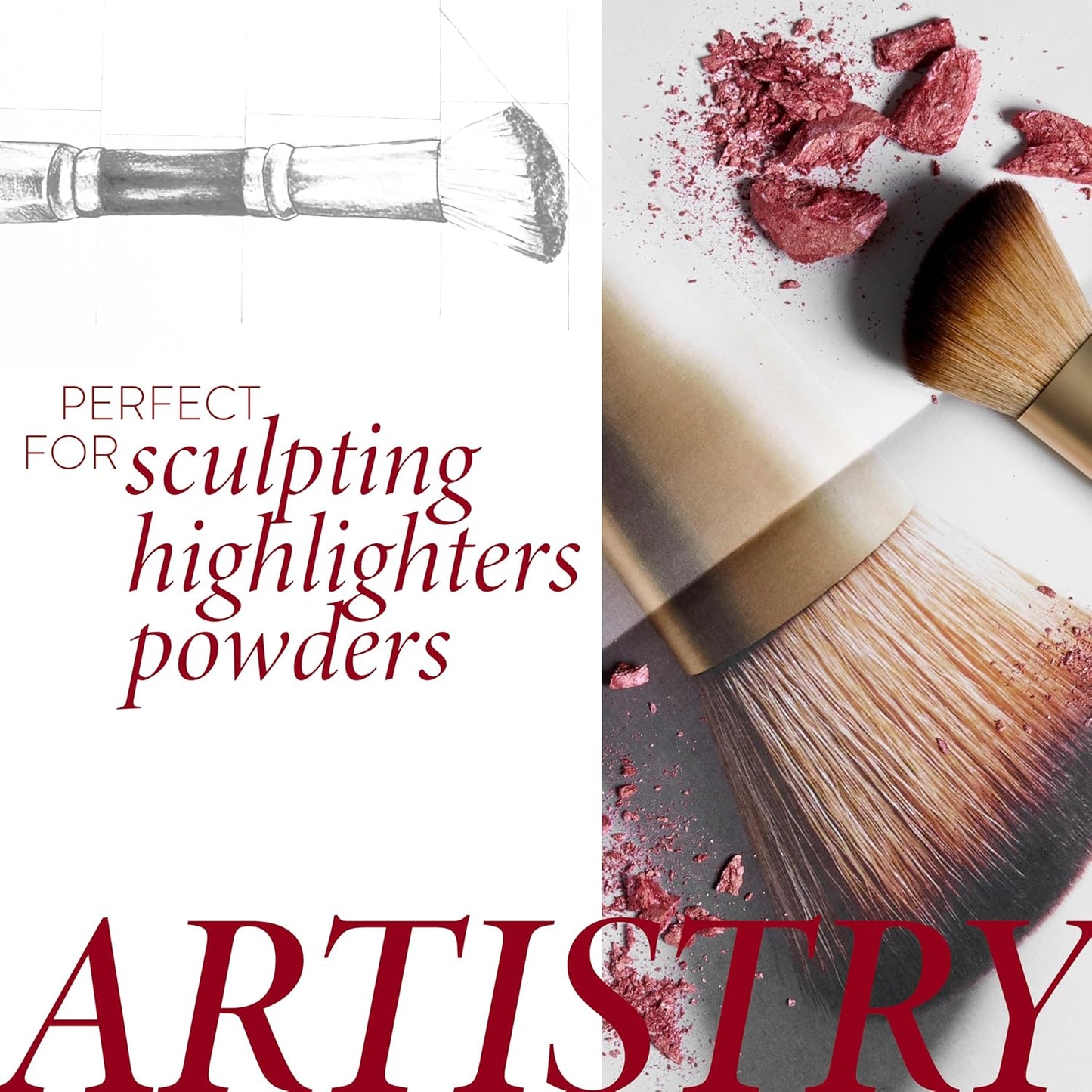 LAURA GELLER NEW YORK Dual-Ended Blush + Bronzer Brush - Blush Bronzer Contour Face Makeup Brush