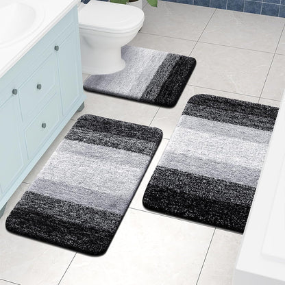 OLANLY Luxury Microfiber Bath Mat, Extra Soft and Absorbent Bathroom Mat, Non-Slip Plush Shaggy Bathroom Rug, Machine Wash Dry, Bath Rugs for Bathroom Floor, Tub and Shower, 16x24, Grey