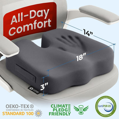 5 STARS UNITED Seat Cushion for Desk Chair - Tailbone, Coccyx Sciatica Pain Relief - Wheelchair Cushions, Black Mesh