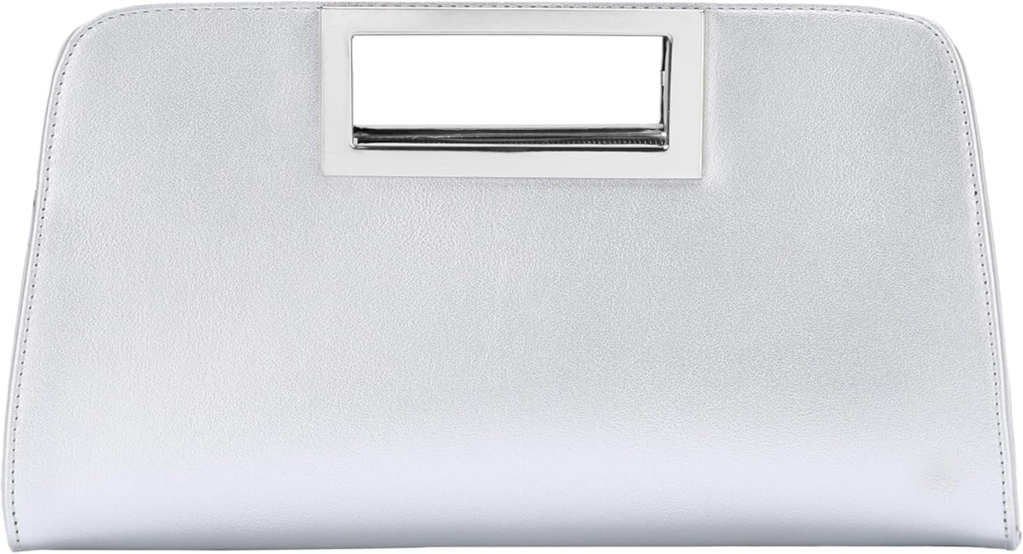 Vaschy Clutch Purse for Women,Fashion Vegan Leather Cut-Out Handle Evening Handbag Crossbody Shoulder Bag for Wedding,Party