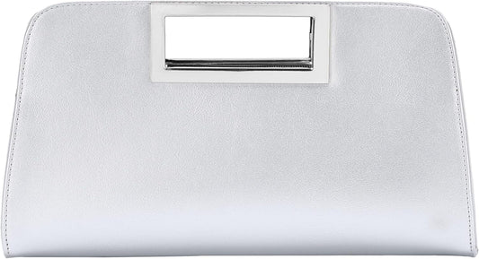 Vaschy Clutch Purse for Women,Fashion Vegan Leather Cut-Out Handle Evening Handbag Crossbody Shoulder Bag for Wedding,Party