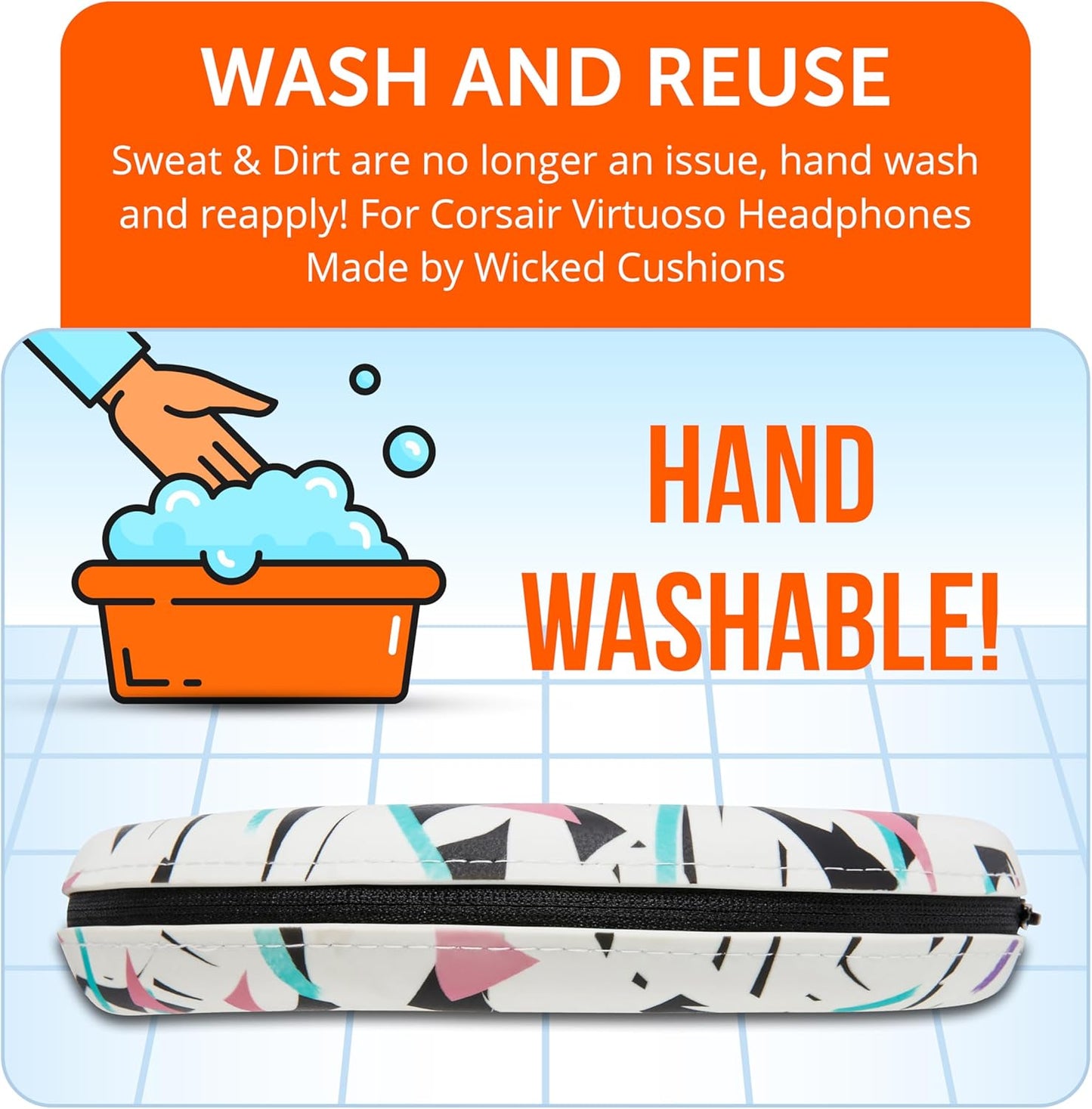 WC BandZ Virtuoso V2 - Silicone Headband Cover for Corsair Virtuoso Headphones by Wicked Cushions | Machine Washable, No More Flaking Leather | for Virtuoso Wireless, XT, and SE | Black Camo