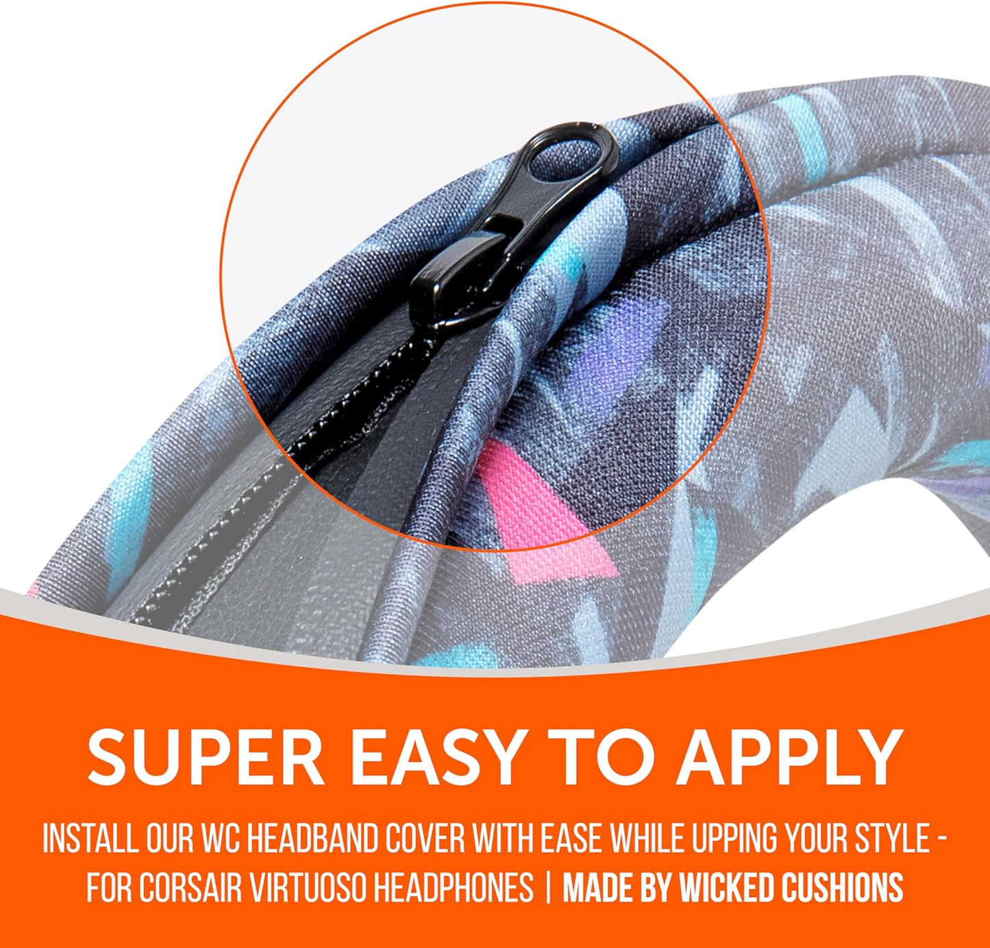 WC BandZ Virtuoso - Protective Headband Cover for Corsair Virtuoso Gaming Headsets - Machine Washable, No More Flaking Leather - Compatible with Virtuoso Wireless, XT, and SE | 90's Black