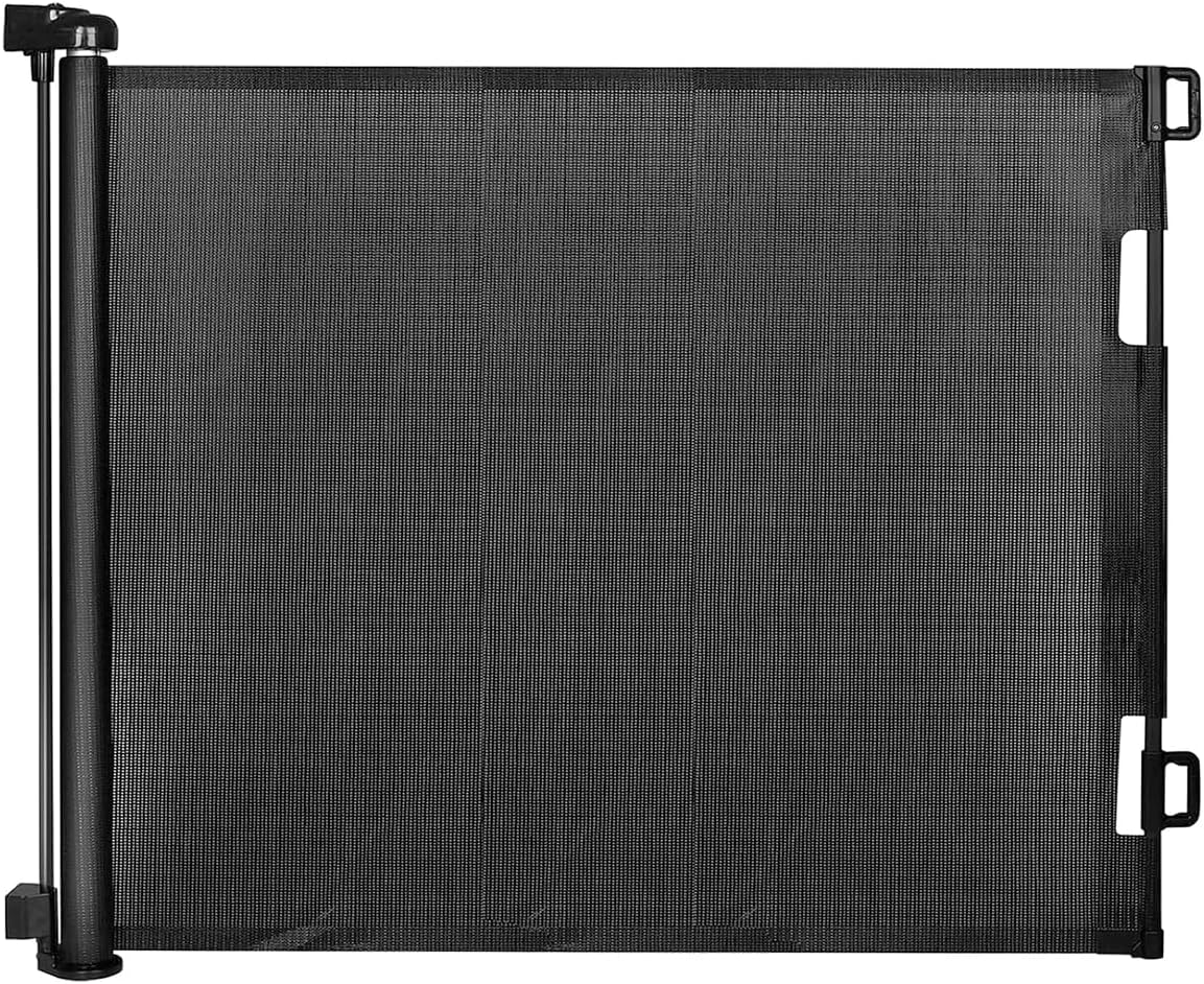 Retractable Baby Gate,Mesh Baby Gate or Mesh Dog Gate,33.6" Tall,Extends up to 55" Wide,Child Safety Gate for Doorways, Stairs, Hallways, Indoor/Outdoor (Black 33.6"x55")