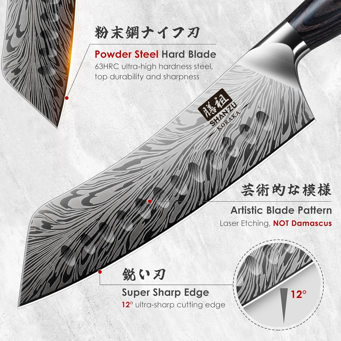 SHAN ZU Fillet Knife 7 Inch, Powder Steel Boning Knife High Carbon Japanese Filleting Knife, Ultra Sharp Deboning Knife for Meat Cutting, Fish Knife with Ergonomic Pakkawood Handle